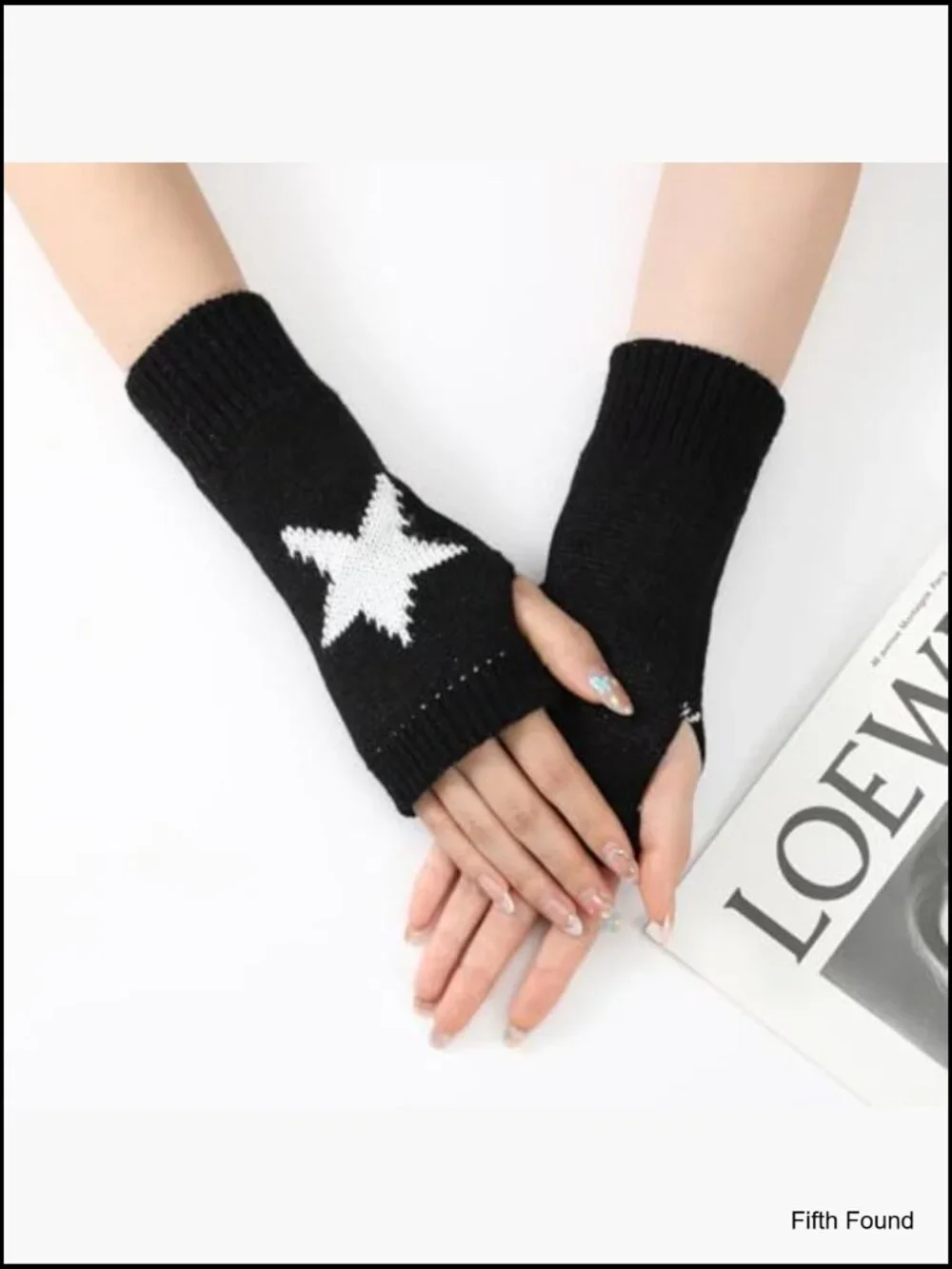 Y2K Star Pattern Fingerless Gloves Thumb Hole Arm Warmers
